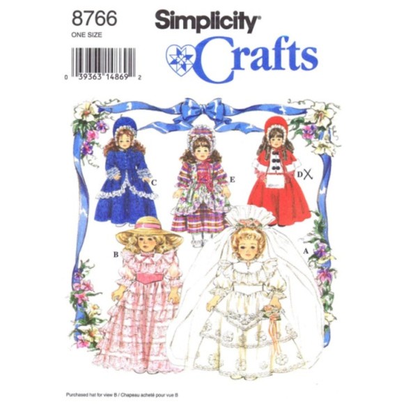 Vintage ©1993 Simplicity 8766 - American Girl Doll Clothes Pattern - Picture 1 of 2